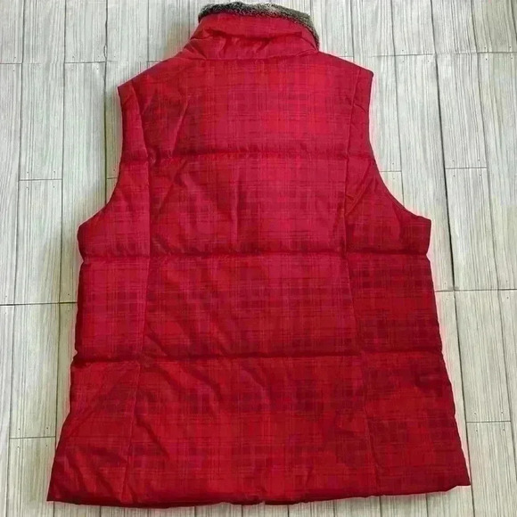 Columbia red quilted faux fur collar plaid puffer vest - Picture 5 of 5